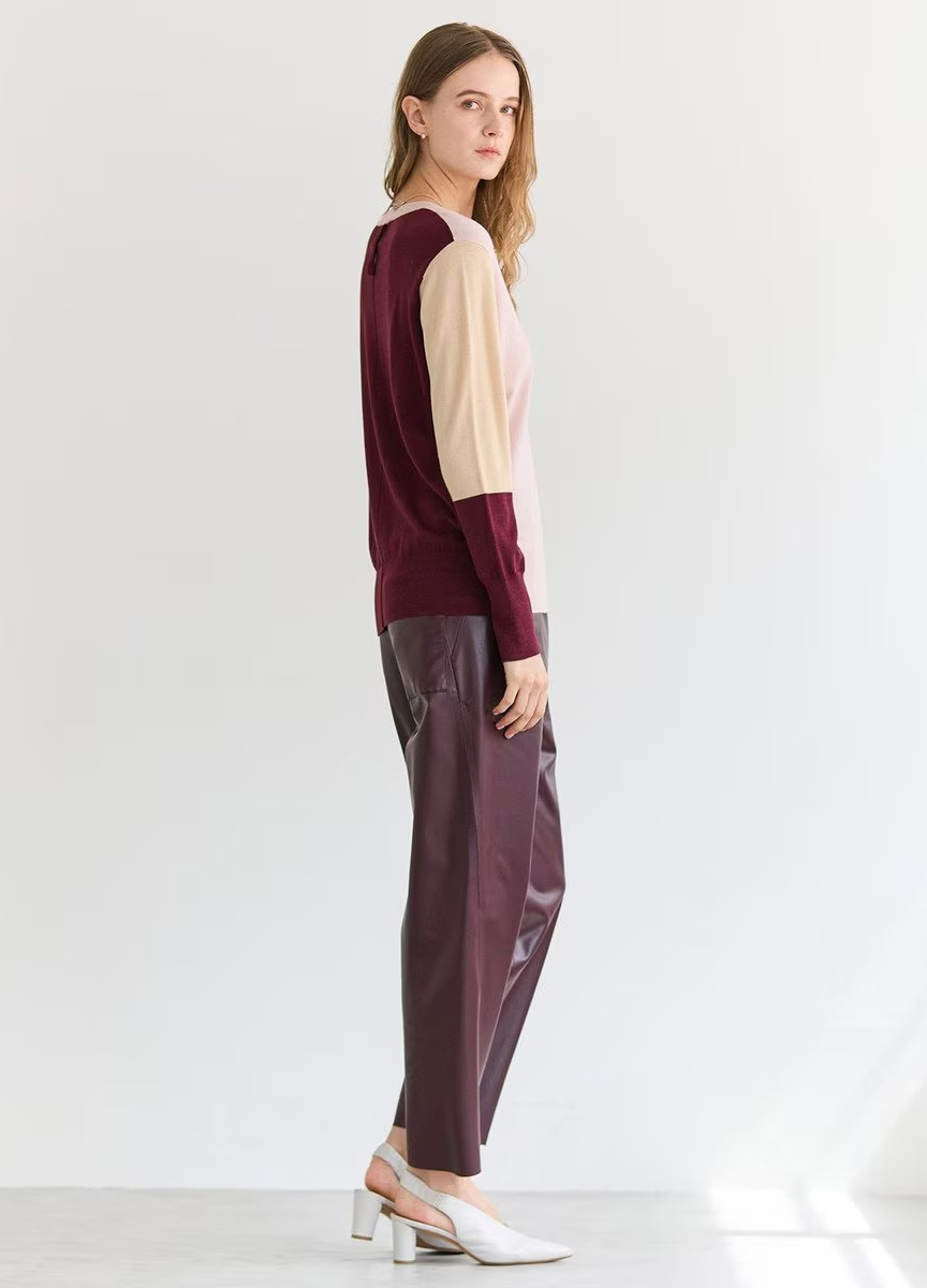 親膚造型拼色針織衫